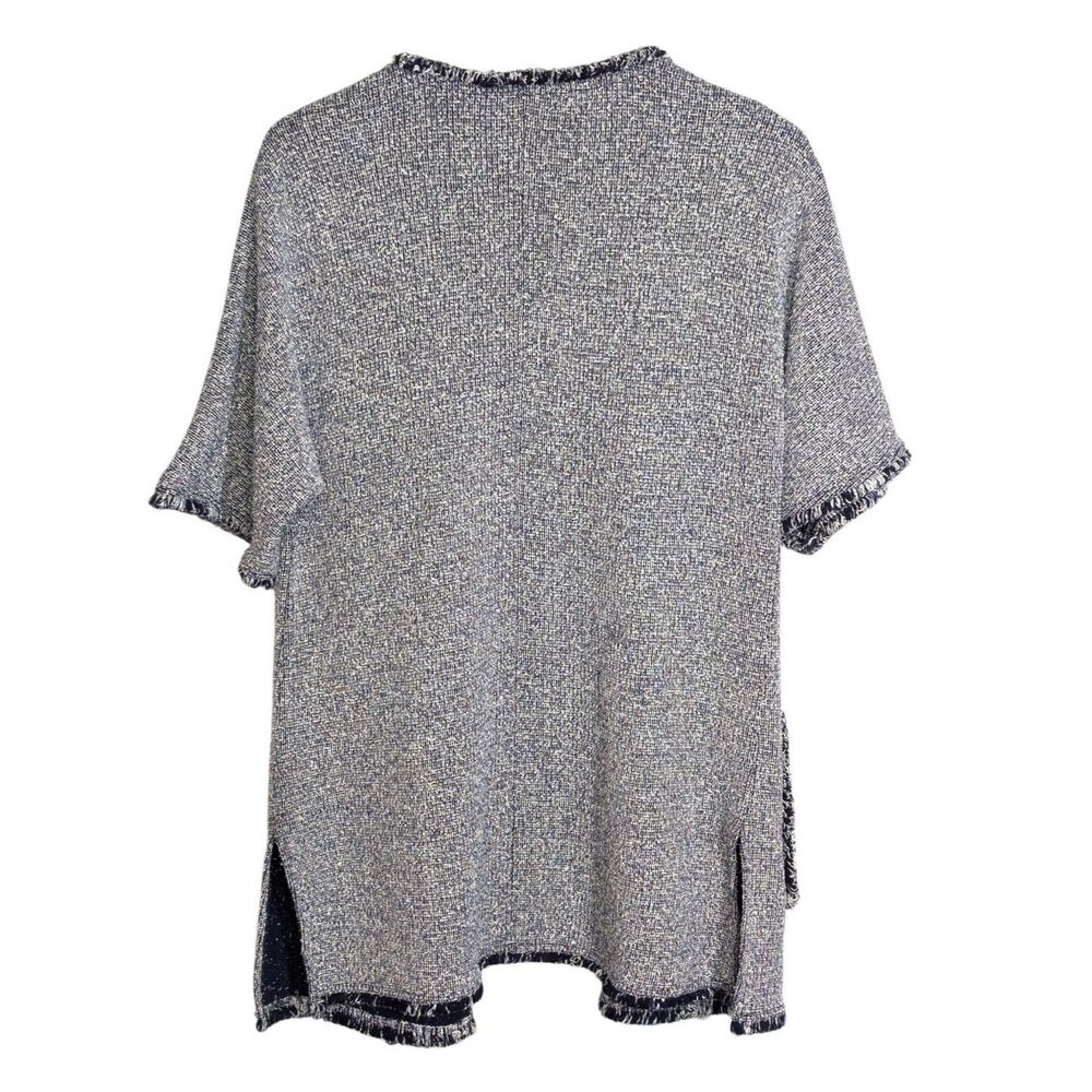St. John Open Front Cardigan Jacket Approx Sz Small Navy White Tweed Wool READ - Picture 2 of 8